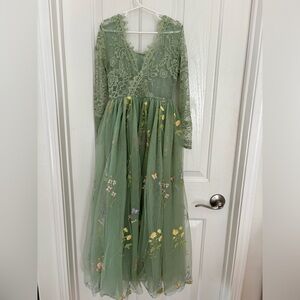 Sage green flower girl dress - size 8